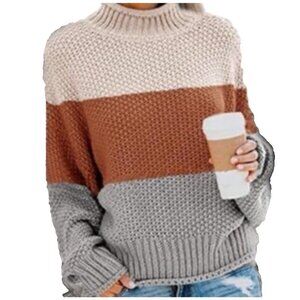 Anthropologie Knot Sisters Colorblock Knit Pullover Sweater XS Extra Small NEW